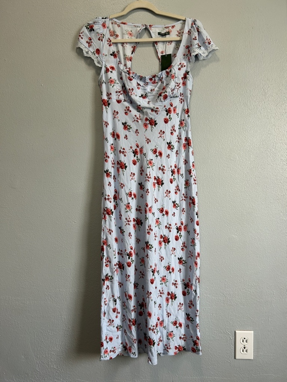 NWT Wild Fable Light Blue Floral Dress with Coral Rose Print size XS